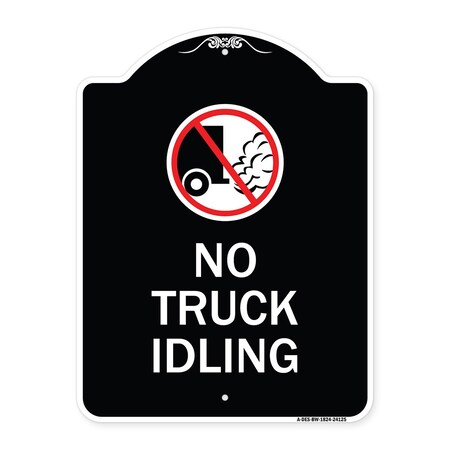 Signmission Driveway No Truck Idling W/ Graphic Heavy-Gauge Aluminum Sign, 24" x 18", BW-1824-24125 A-DES-BW-1824-24125